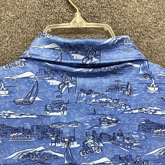 Peter Millar Summer Comfort Crown Sport Polo Shirt Men's Medium Blue print $110 - Picture 13 of 16